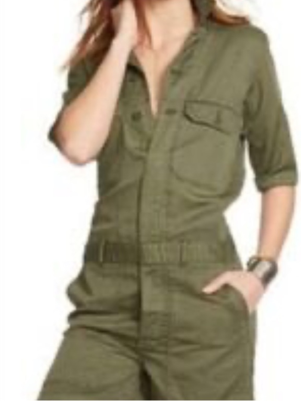 Denim & Supply Ralph Lauren Utility Romper Shortalls Olive Army Green